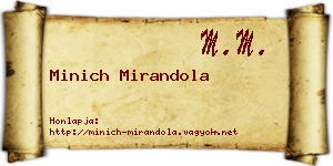 Minich Mirandola névjegykártya